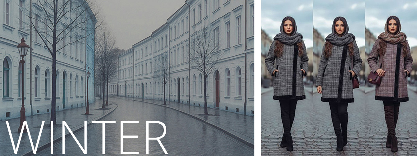 קולקציית חורף - מעילי נשים משובצים עם צעיפים תואמים, אופנת נשים איכותית לעונה הקרה, גיליס